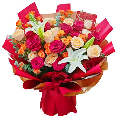 黔南19朵玫瑰百合，爱情永不凋零