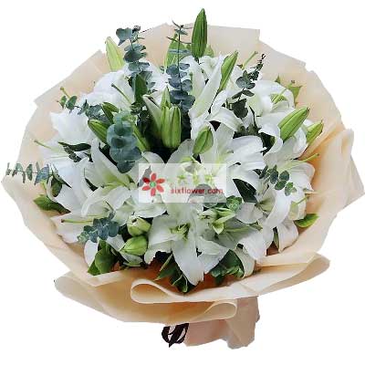 黔南9支白色多头百合，祝福你幸福