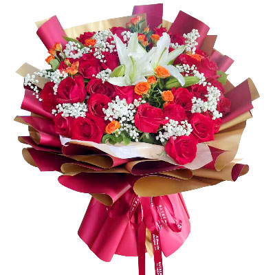 黔南33朵红玫瑰百合，爱如同花般绽放